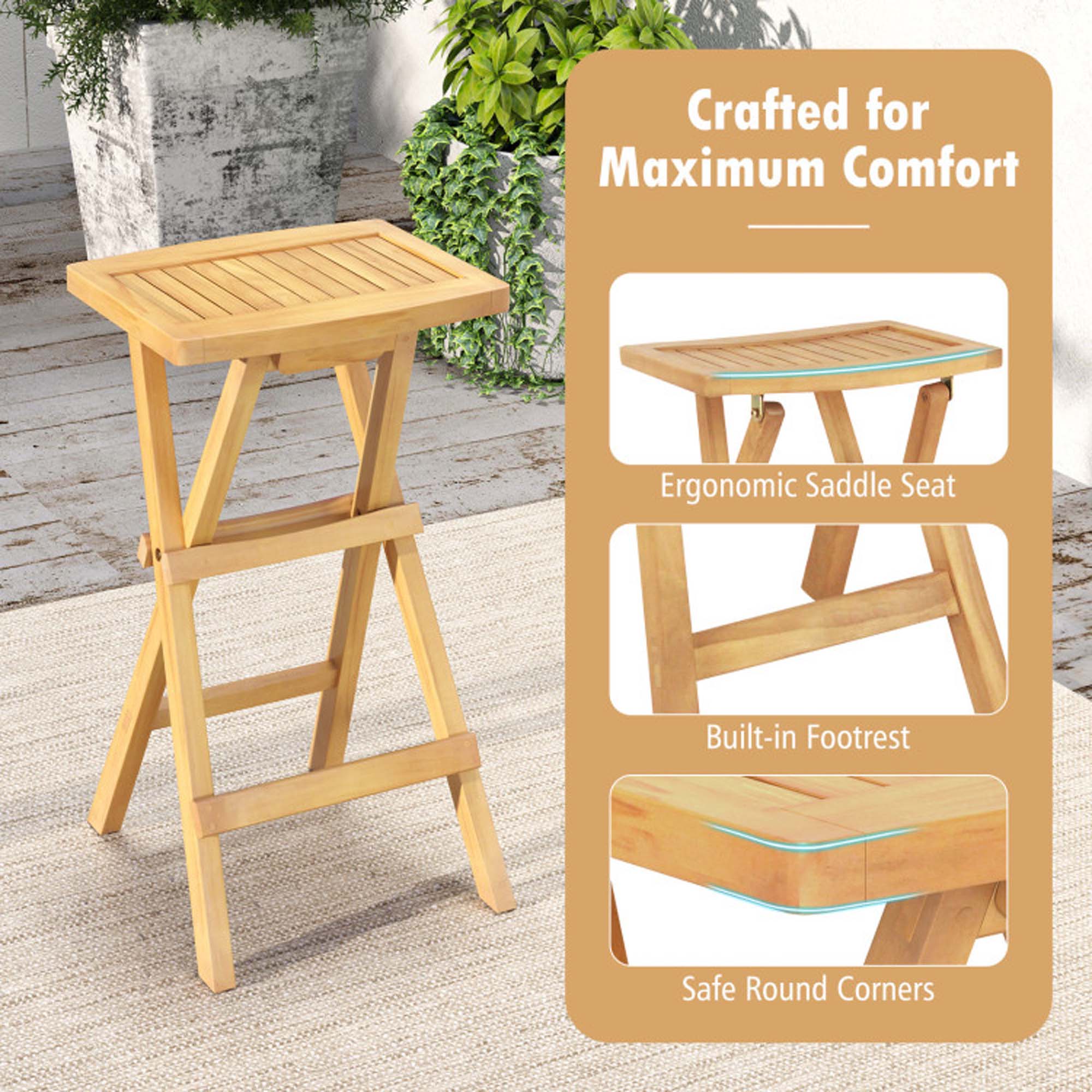 Crafted for Maximum Comfort  
Ergonomic Saddle Seat  
Built-in Footrest  
Safe Round Corners