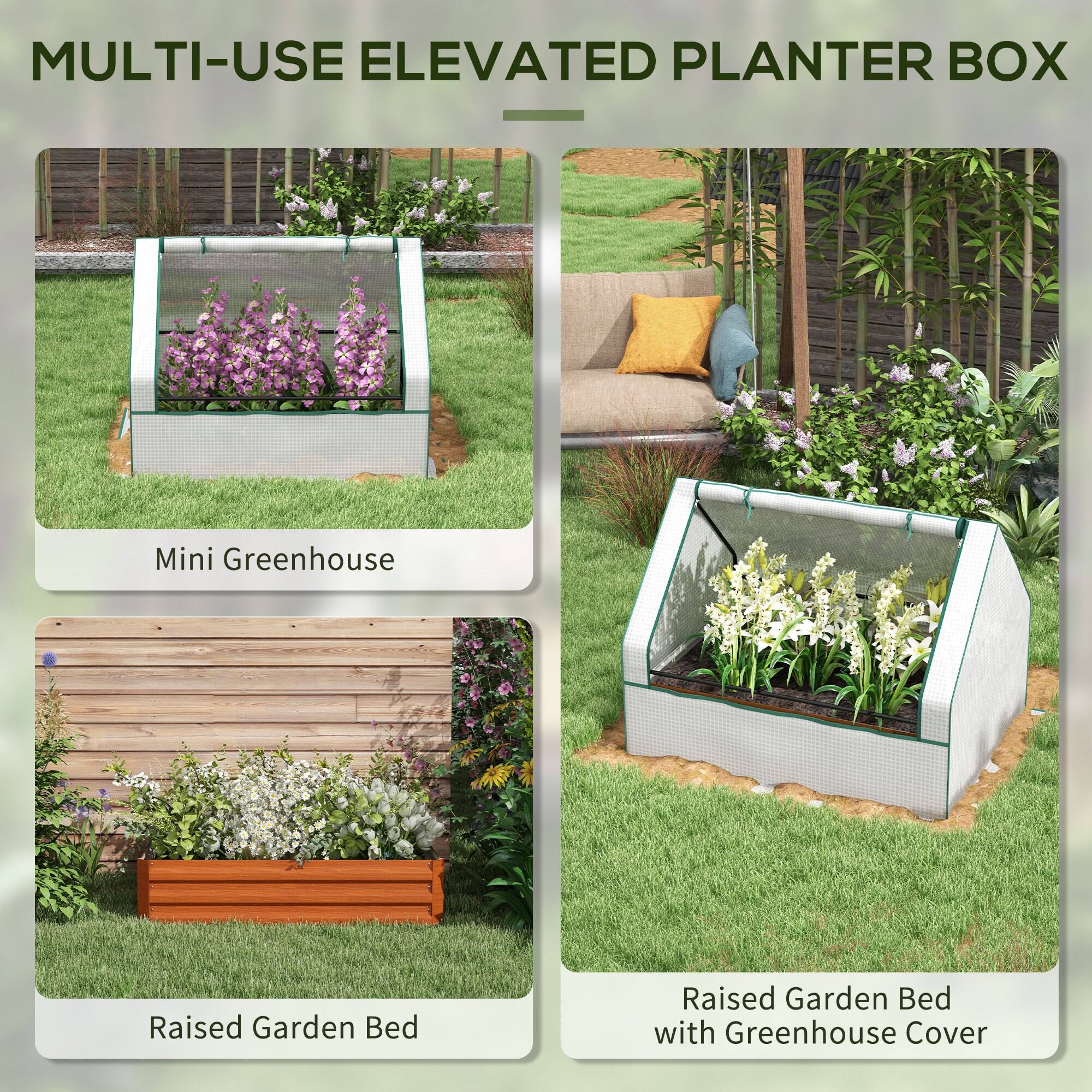 MULTI-USE ELEVATED PLANTER BOX

- Mini Greenhouse
- Raised Garden Bed
- Raised Garden Bed with Greenhouse Cover