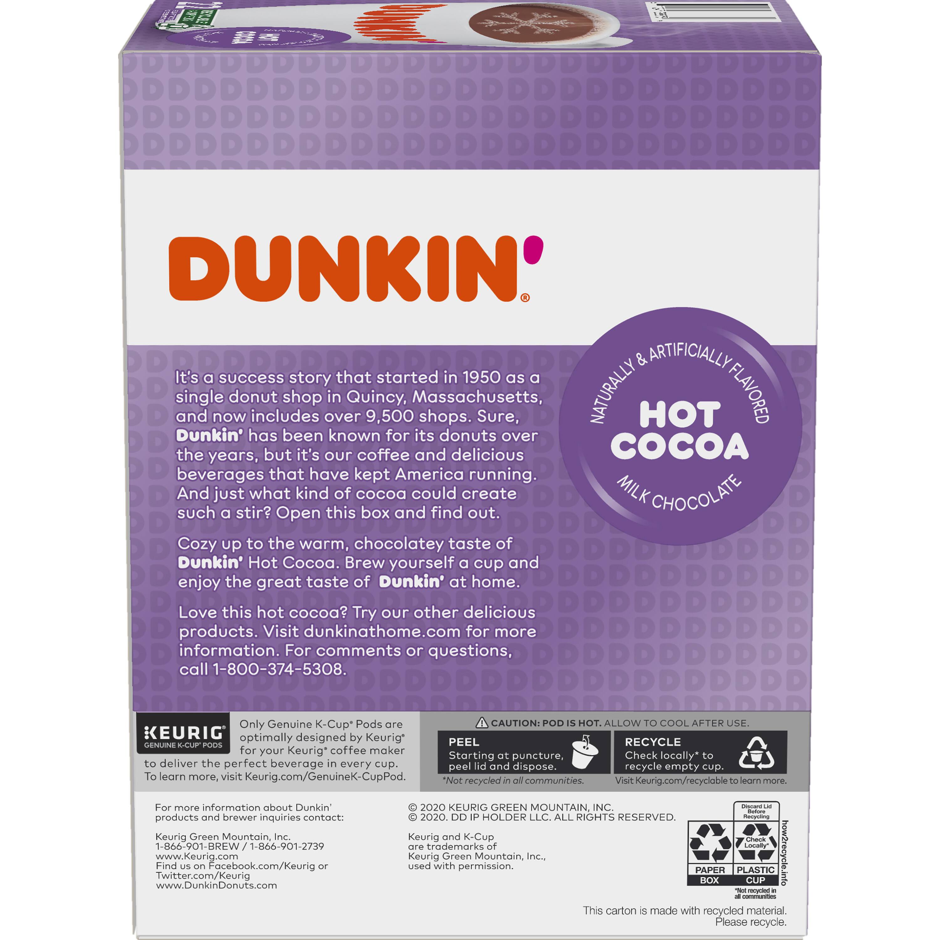 Left. Dunkin' - Milk Chocolate Hot Cocoa, 22ct.