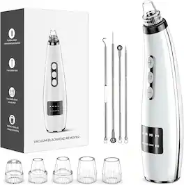 Luckbyte - Pore Vacuum with 5 Suction Levels, 5 Probes, USB Rechargeable Facial Pore Cleaner