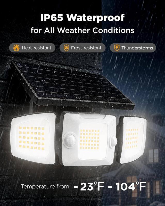IP65 Waterproof for All Weather Conditions  
Heat-resistant  
Frost-resistant  
Thunderstorms  
Temperature from -23°F - 104°F