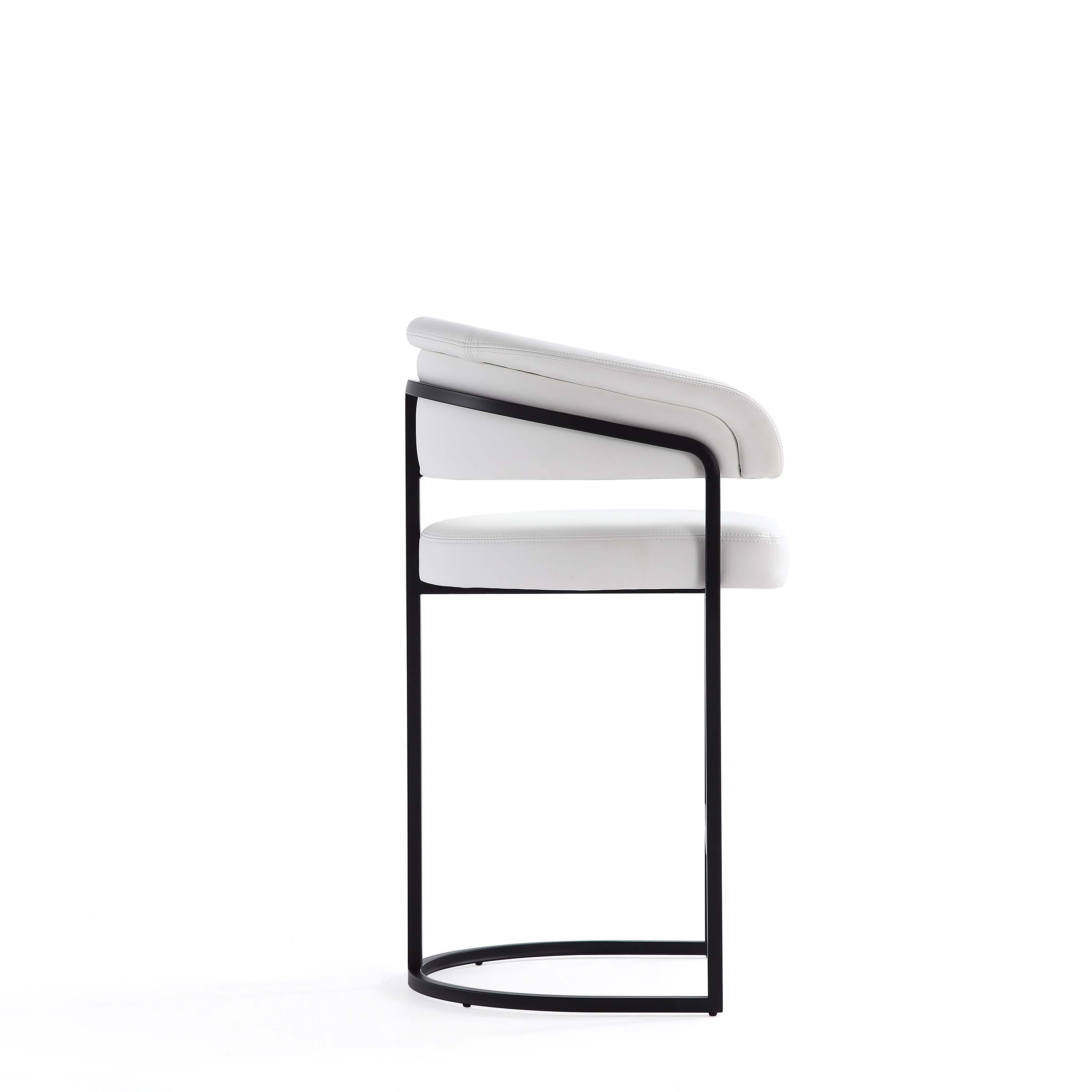 Alt View 3. Manhattan Comfort - Augusta Modern Metal Upholstered Counter Stool - Set of 3 - White.