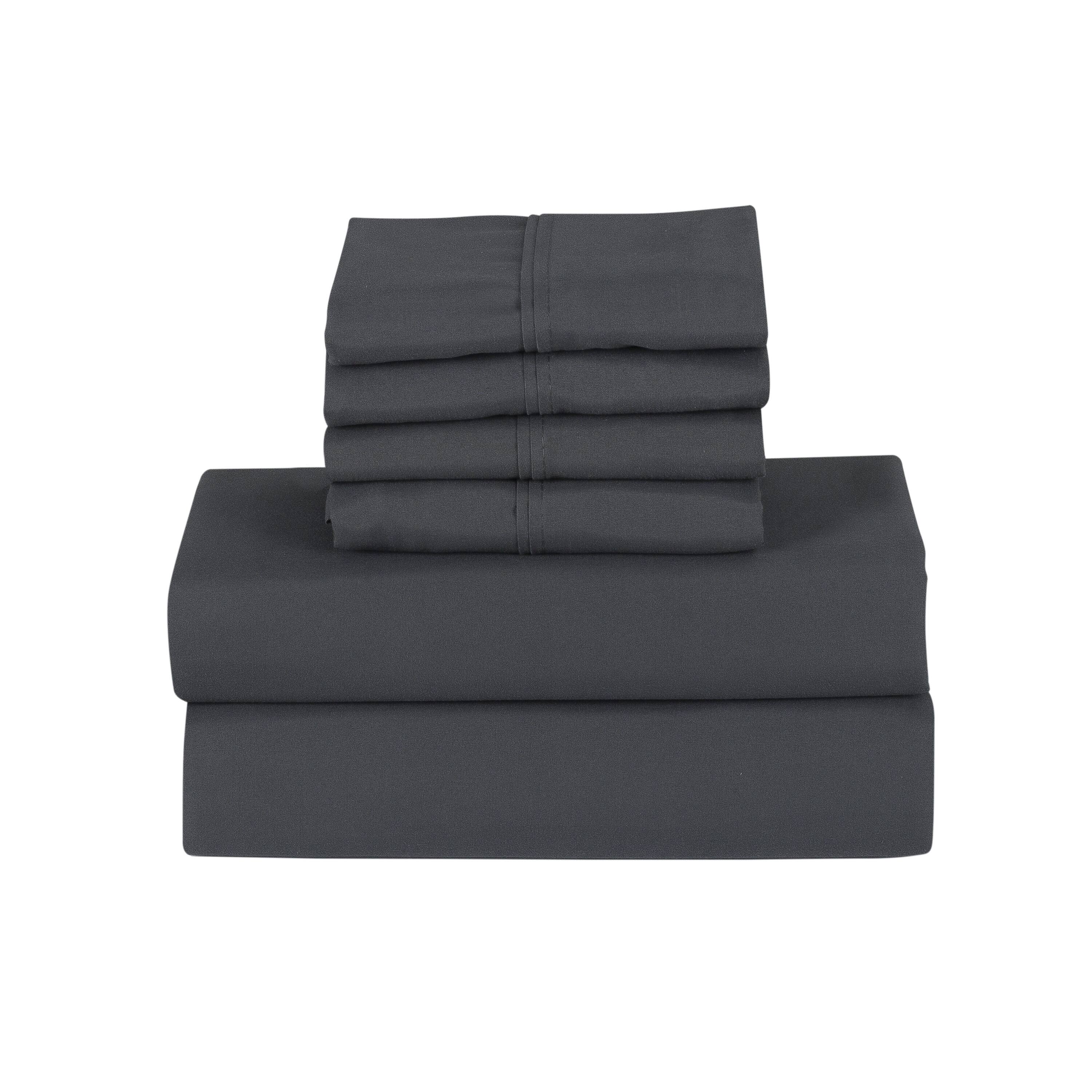 Angle. Bamboo Comfort - Bamboo 6 Piece 1800 Thread Count Smart Pocket Ultra Soft Luxury Sheet Set - Grey.