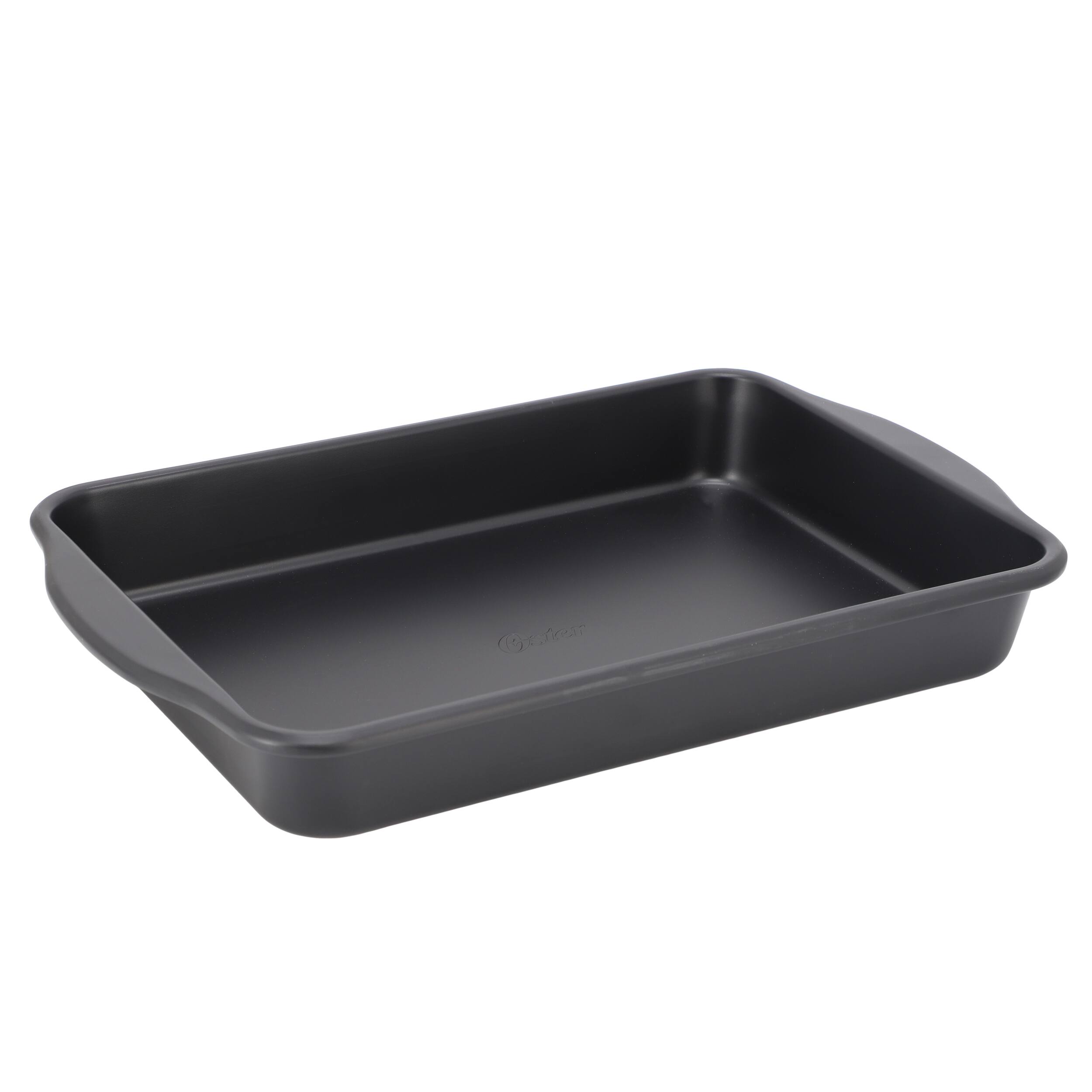 Front. Oster - Oster Teston Platinum Collection 13x9 Inch Nonstick Carbon Steel Baking Pan in Matte Black - Matte Black.