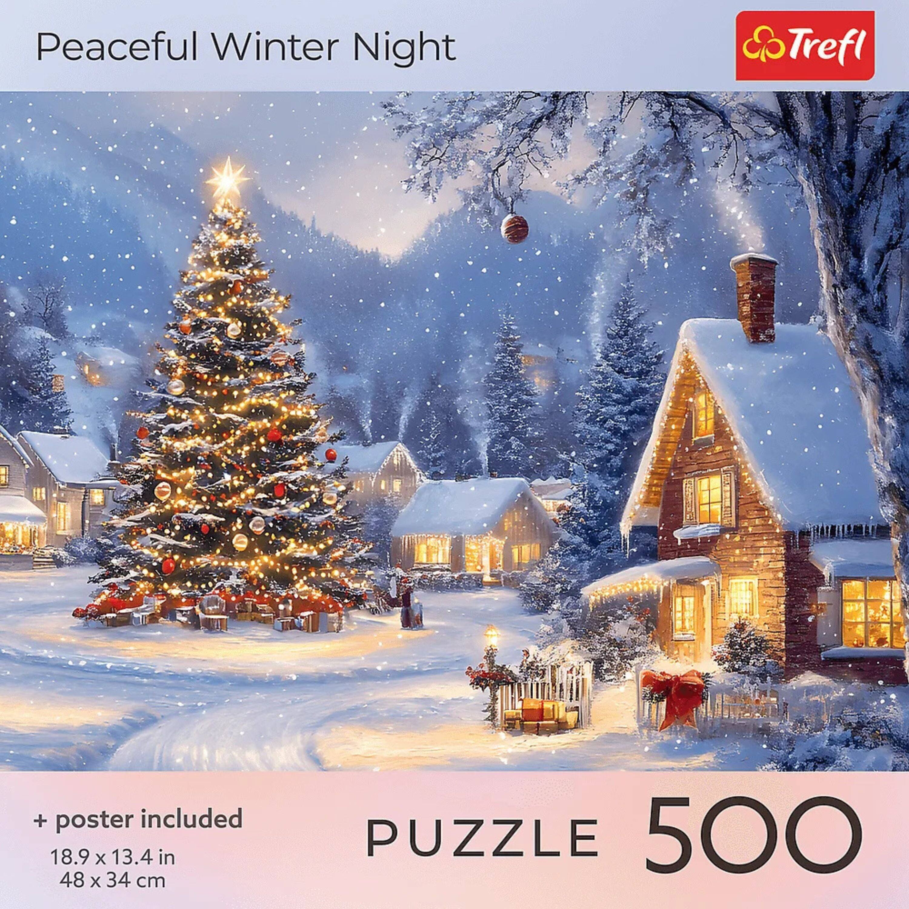 Peaceful Winter Night

Trefl

+ poster included 18.9 X 13.4 in 48 X 34 cm

PUZZLE 500