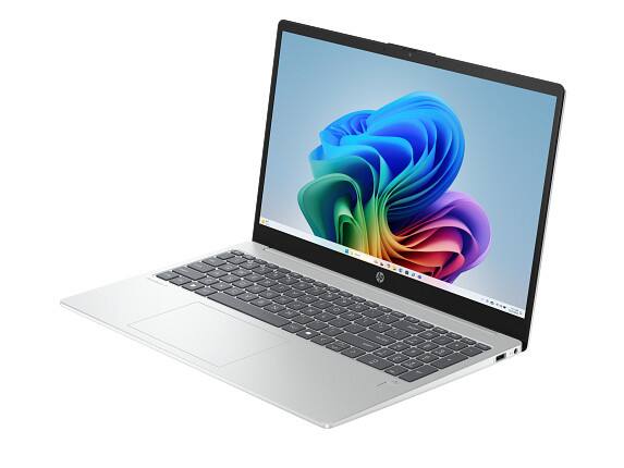 Left. HP - HP OmniBook 3 Laptop Computer 15.6" FHD Touch Screen AMD Ryzen AI 7 16 GB - Glacier silver.