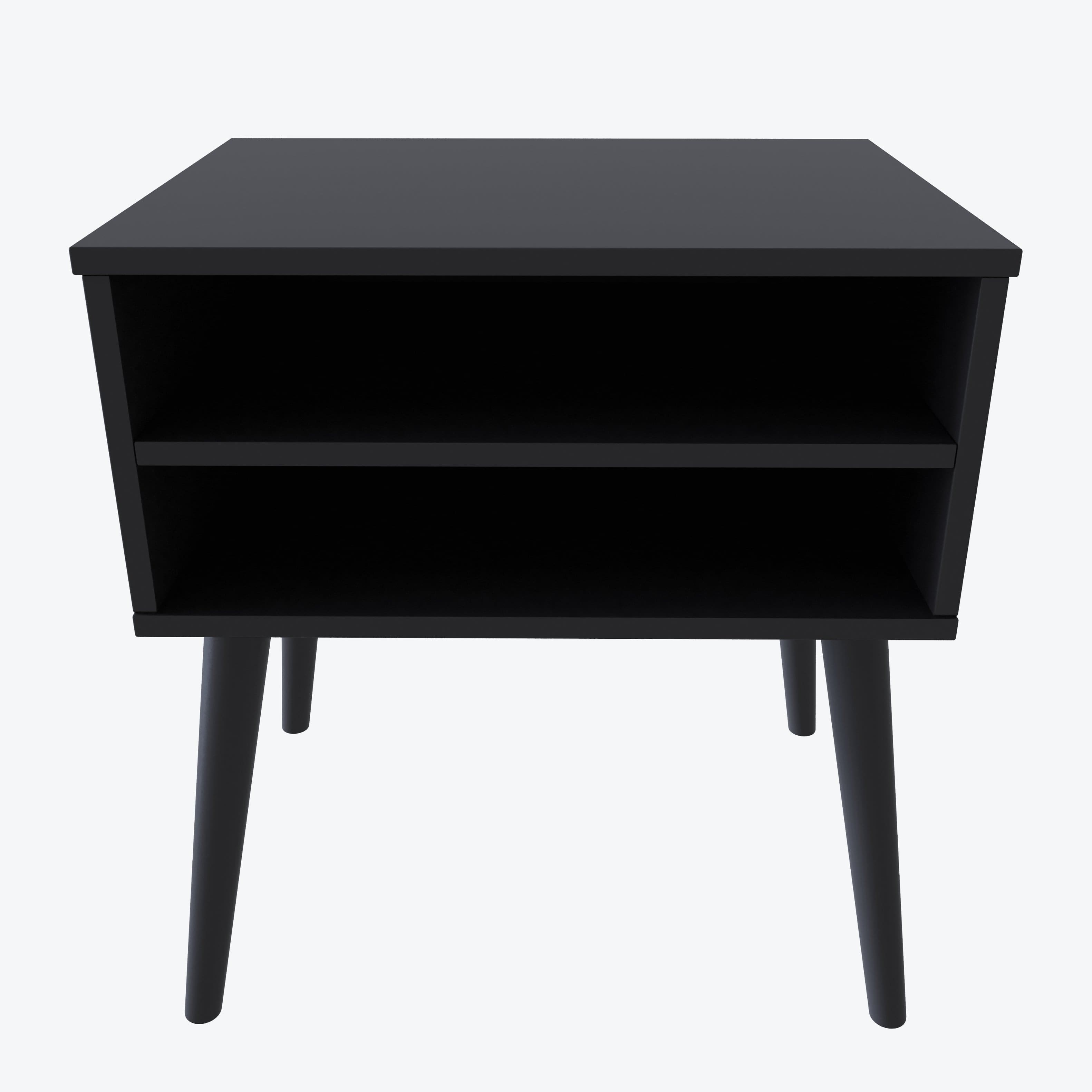 Boyd Sleep - Ragusa Mid-Century Modern Two Shelf Nightstand, Low Profile Bedside End Table - Black