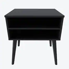 Boyd Sleep - Ragusa Mid-Century Modern Two Shelf Nightstand, Low Profile Bedside End Table - Black