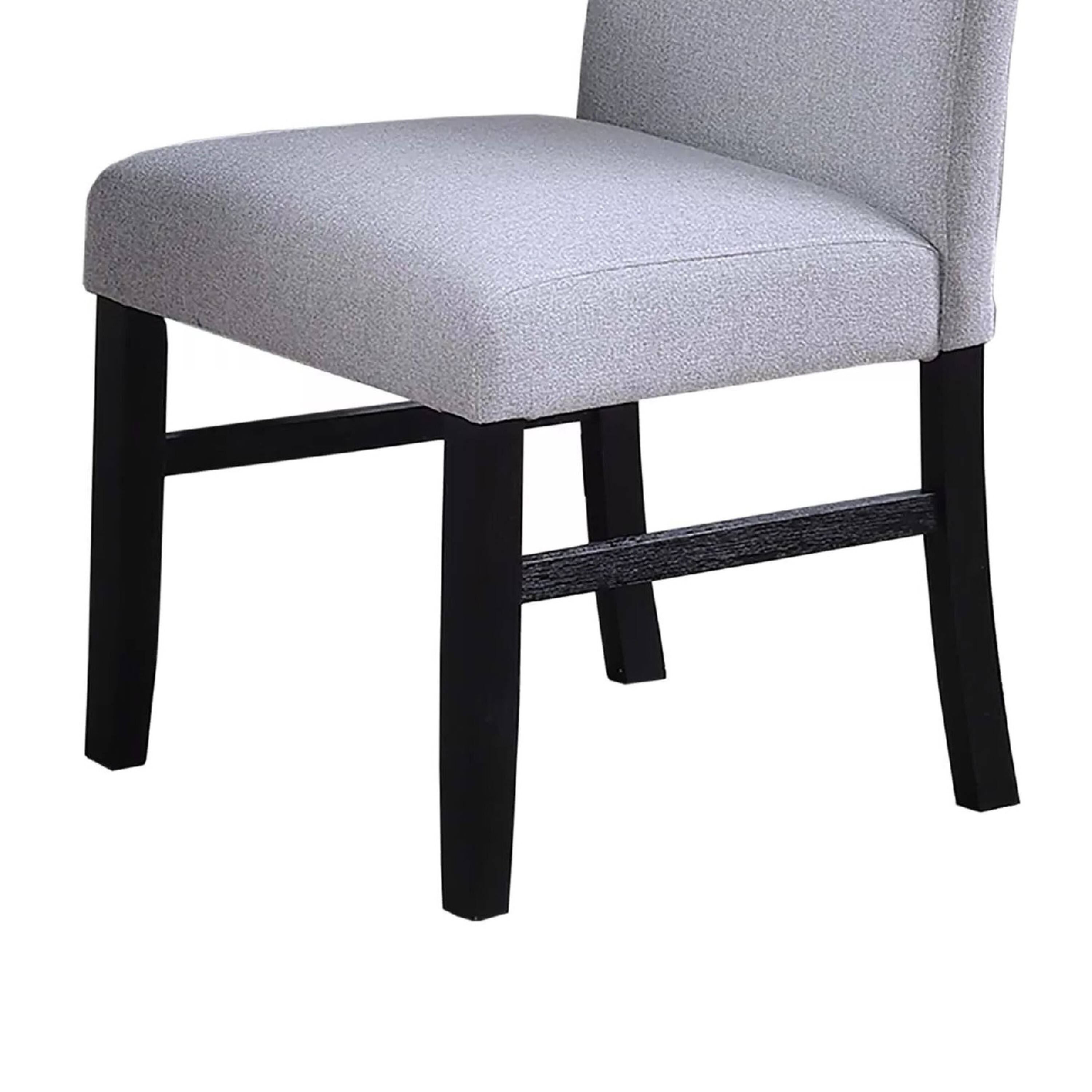 Alt View 3. Manhattan Lane - Dining Side Chair Set of 2, Charcoal Gray Fabric Foam Seat, Black Rubberwood - Charcoal Gray, Black.