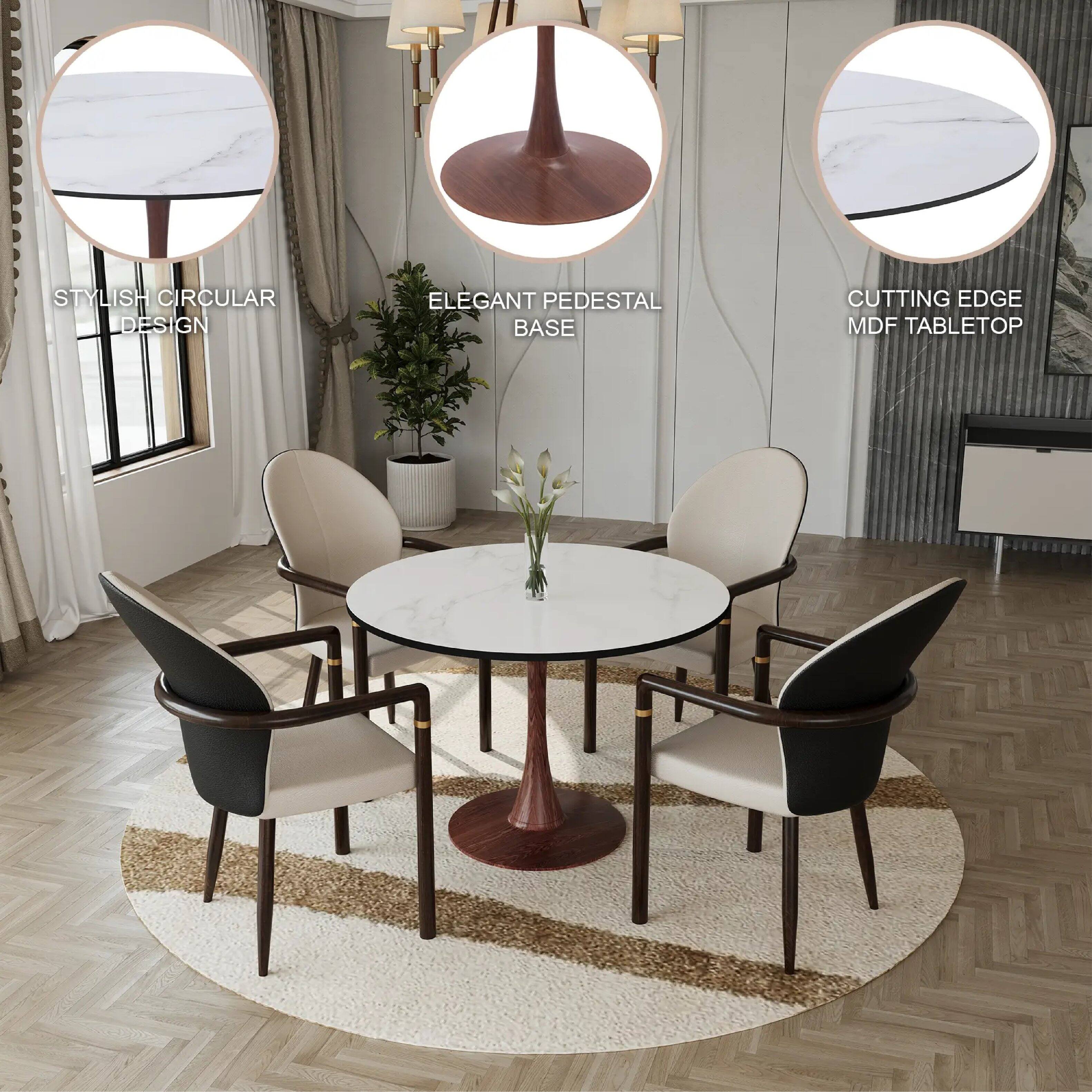 - STYLISH CIRCULAR DESIGN
- ELEGANT PEDESTAL BASE
- CUTTING EDGE MDF TABLETOP