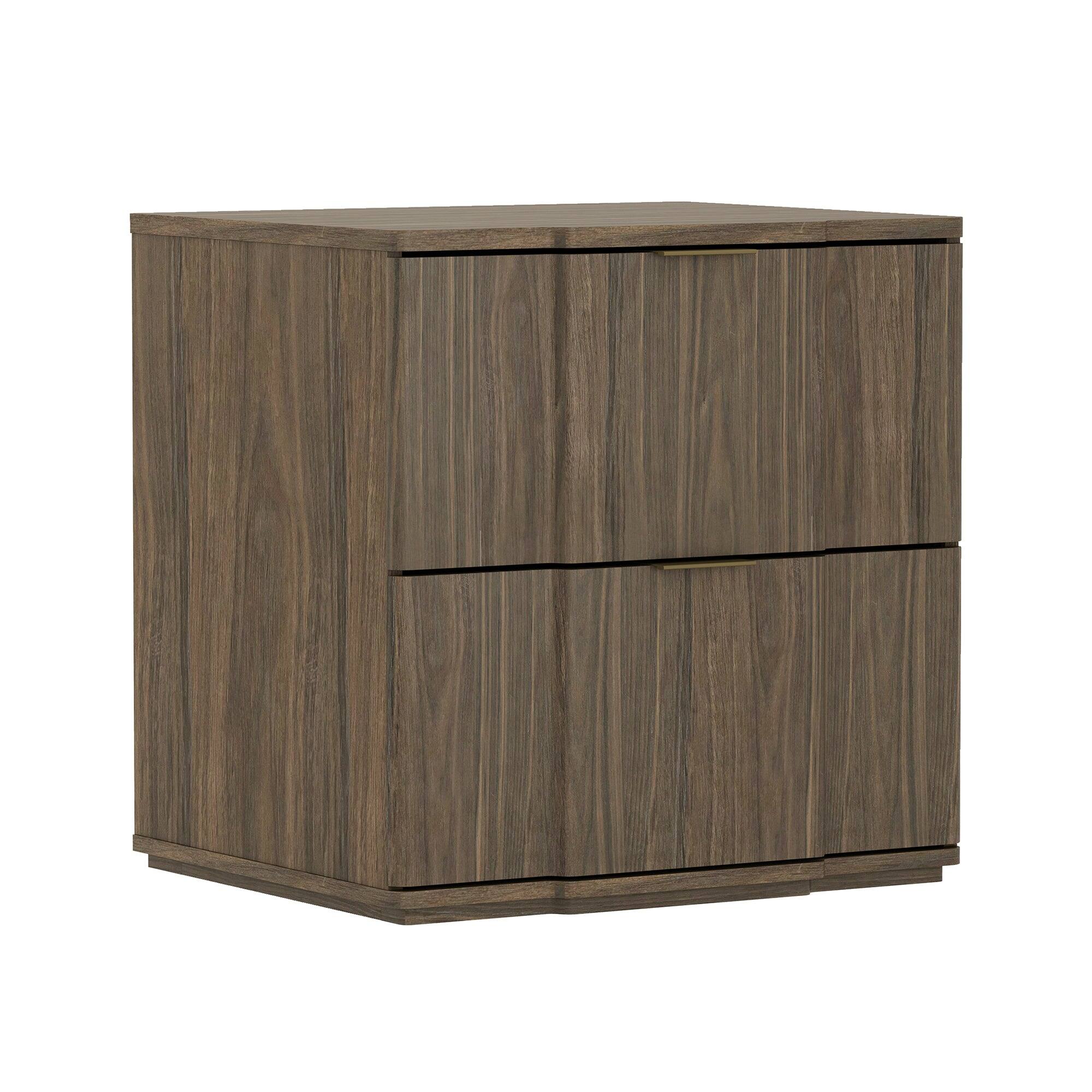 Alt View 2. Manhattan Comfort - Clive Mid-Century Modern 22" Nightstand - Walnut and Gold.