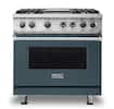 Front. Viking - 5-Series 5.6 Cu. Ft. Self-Cleaning Freestanding Dual Fuel Convection Range - 4 Burner - LP - Squall.
