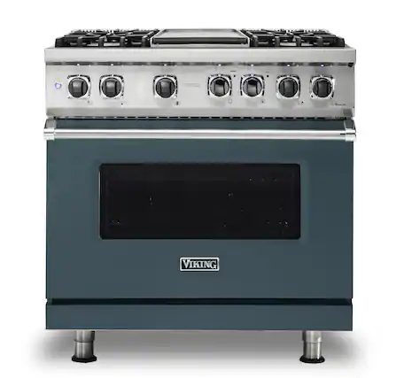 Front. Viking - 5-Series 5.6 Cu. Ft. Self-Cleaning Freestanding Dual Fuel Convection Range - 4 Burner - Squall.
