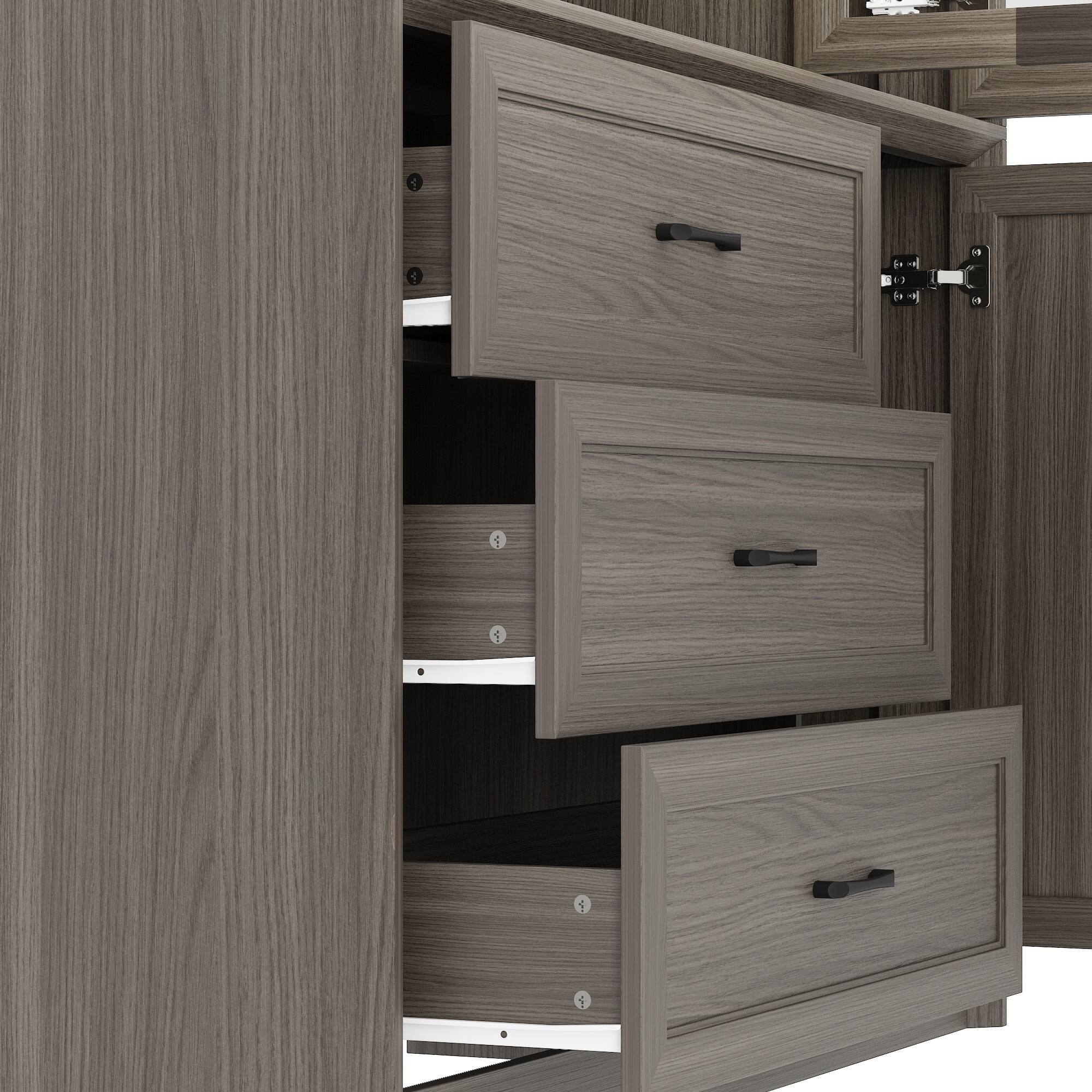 Alt View 5. FUFU & GAGA - Modern Grey Curio Cabinet with Glass Doors & Drawers, Dining Room Sideboard for Wine Glasses Storage, Anti-Tip - Gray.