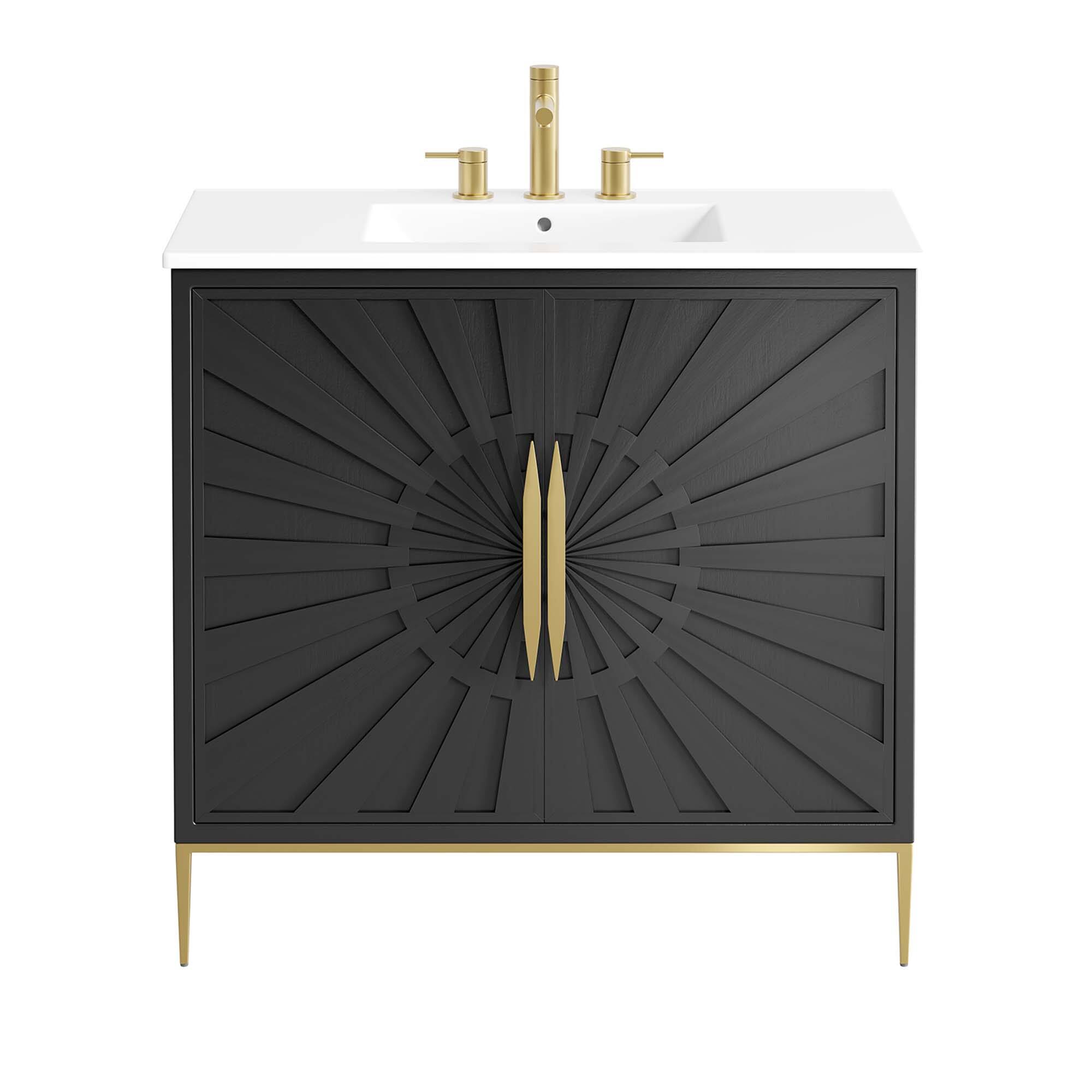 Alt View 4. Modway - Awaken Bathroom Vanity Basin Included by Modway - White Black.