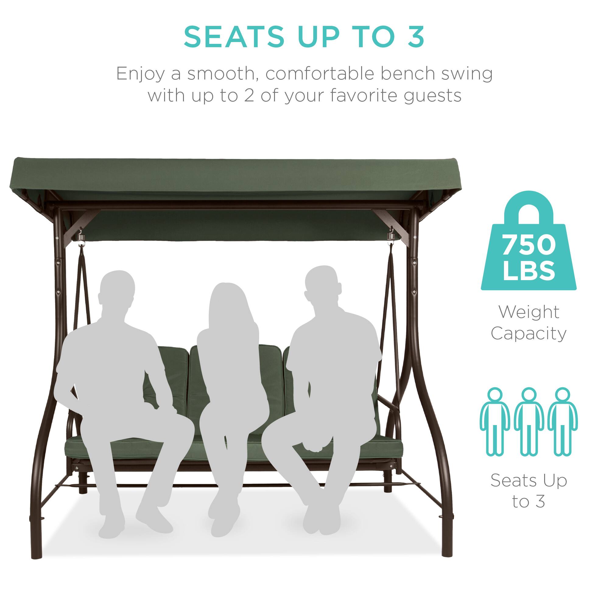 SEATS UP TO 3

Enjoy a smooth, comfortable bench swing with up to 2 of your favorite guests

750 LBS
Weight Capacity

Seats Up to 3