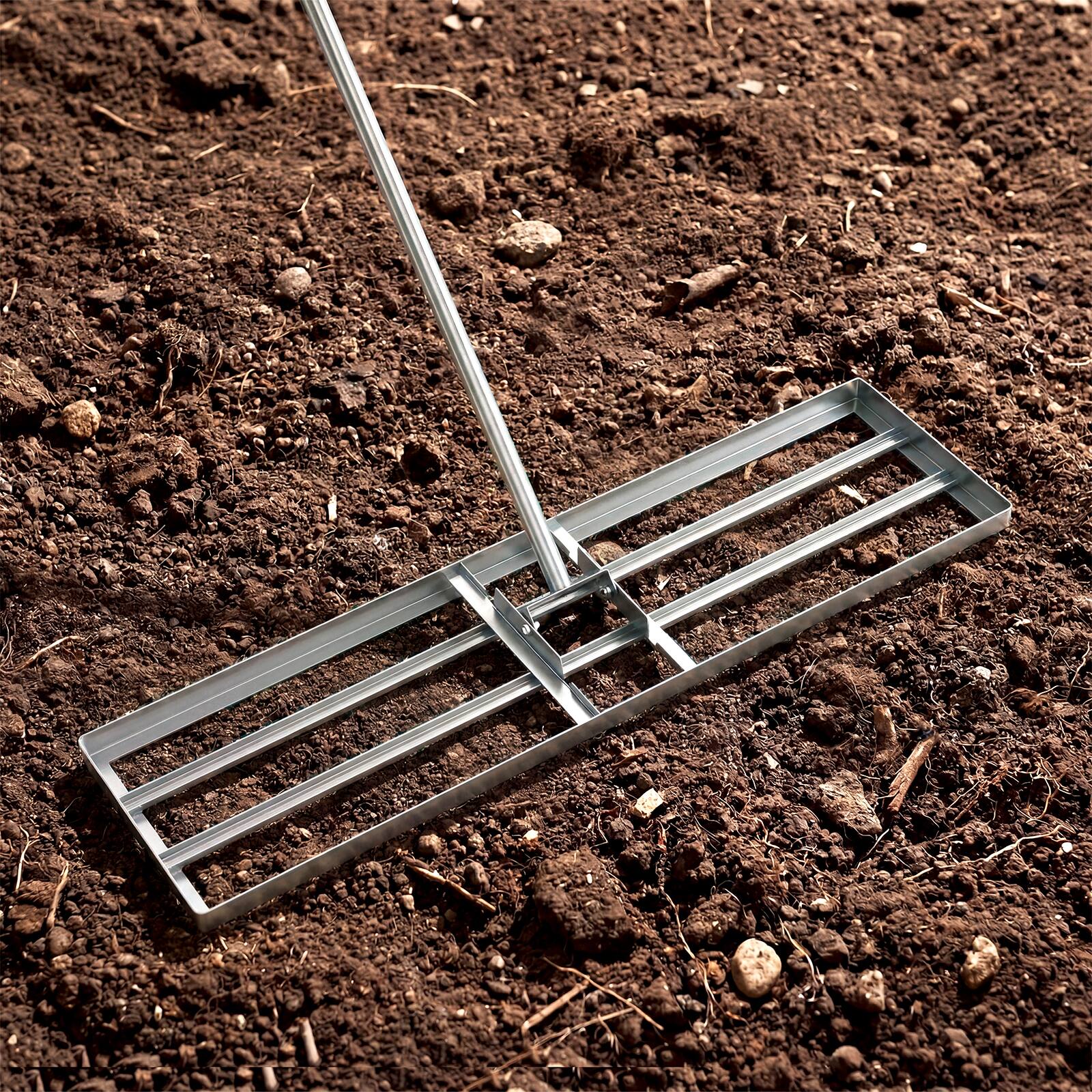 Alt View 1. Costway - Costway 36" x 10" Large Lawn Leveling Rake with 67" Handle, Non-slip Grip, Flat Head - Silver.
