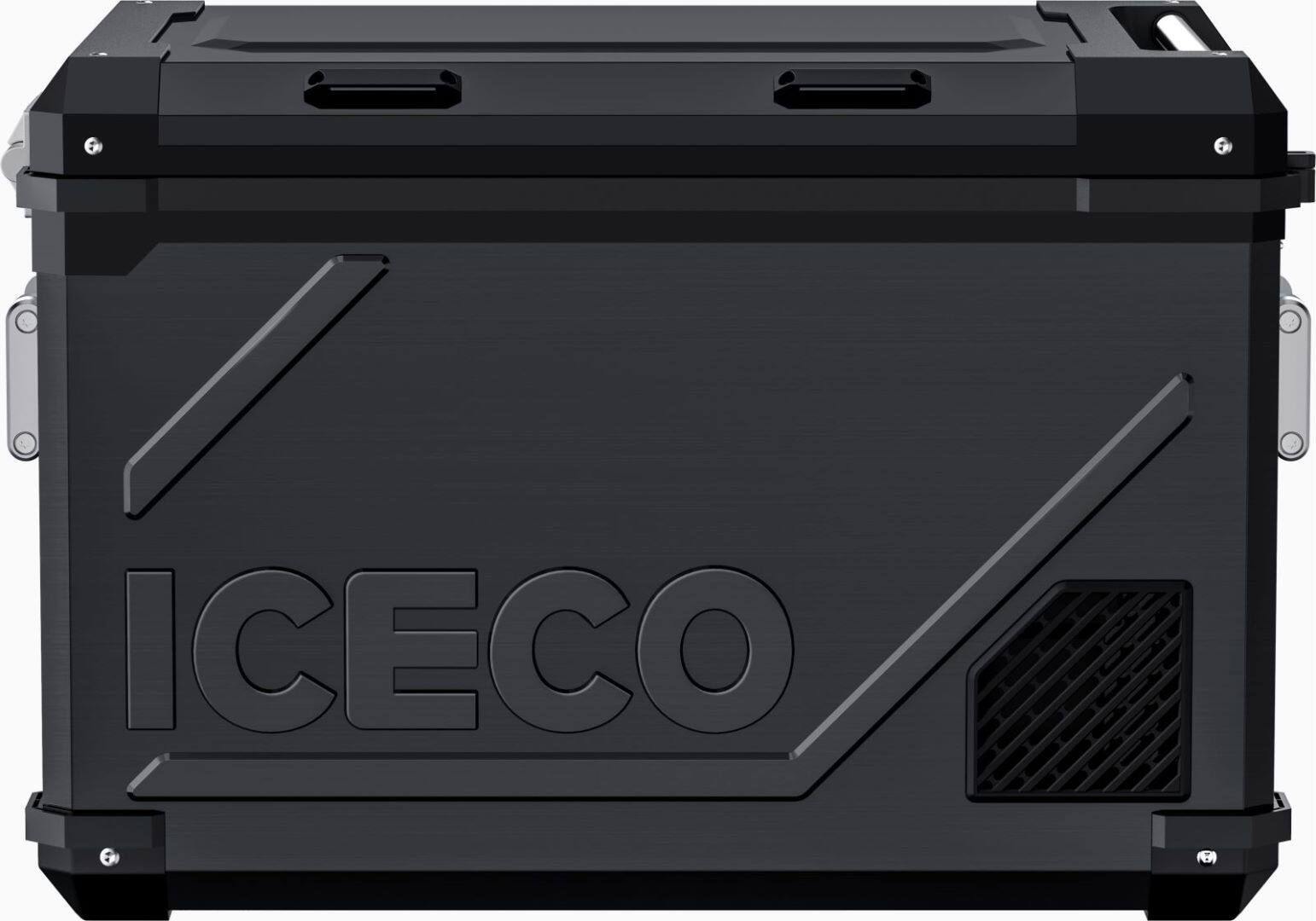 Left. ICECO - APL55 Aluminum Dual Zone 58QT Portable Cooler Black - Black.