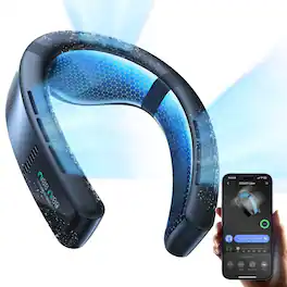 TORRAS - COOLiFY Cyber Ultimate Cooling Portable Neck Fan, Cooling, Heating, and Fan Rechargeable with 6000mAh, Neck Cooler - Cascade Black