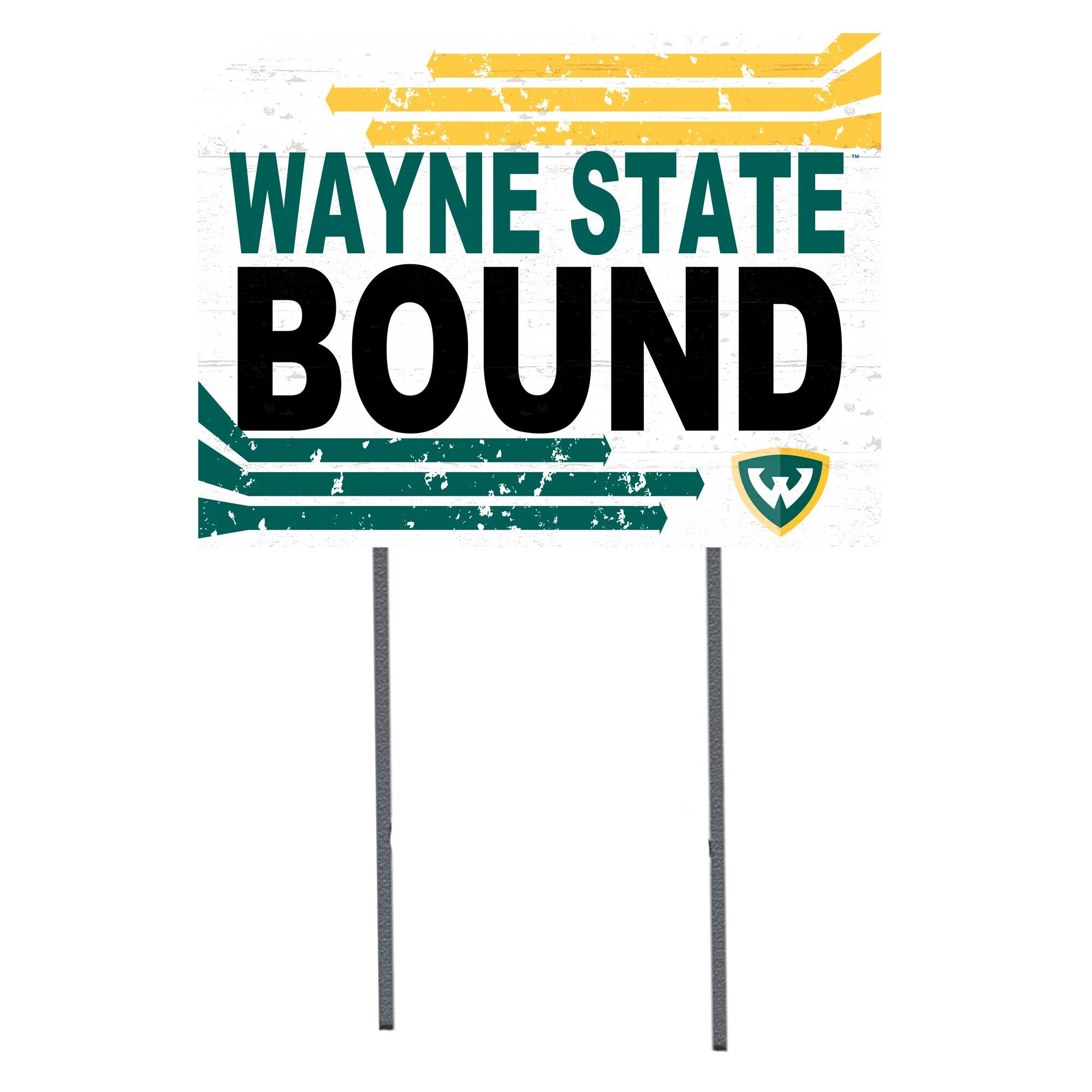 White Wayne State Warriors 18" x 24" Bound Yard Sign