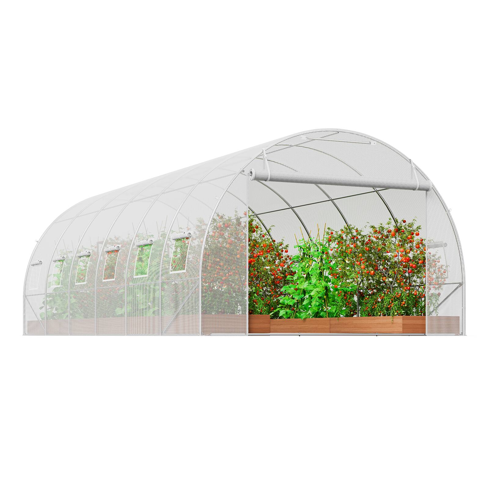 Alt View 5. VEVOR - Walk-in Tunnel Greenhouse, 19.4x9.7x6.5 ft Hoop House Greenhouse Tunnel, Plant Hot House with Galvanized Steel Frame - White.