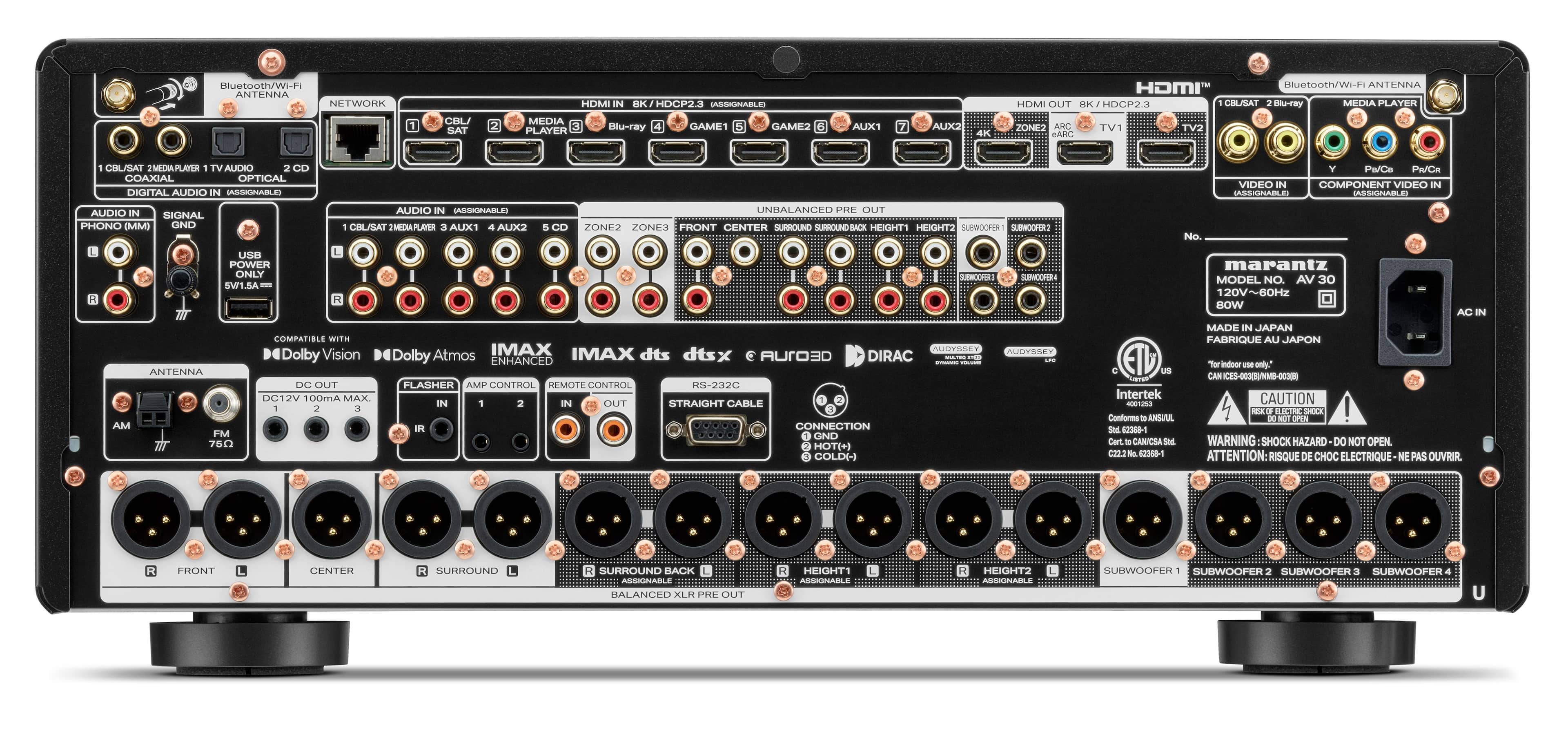 Marantz - AV 30 11.4-Channel Balanced AV Preamplifier Powered by HEOS - Black - Thumbnail 5