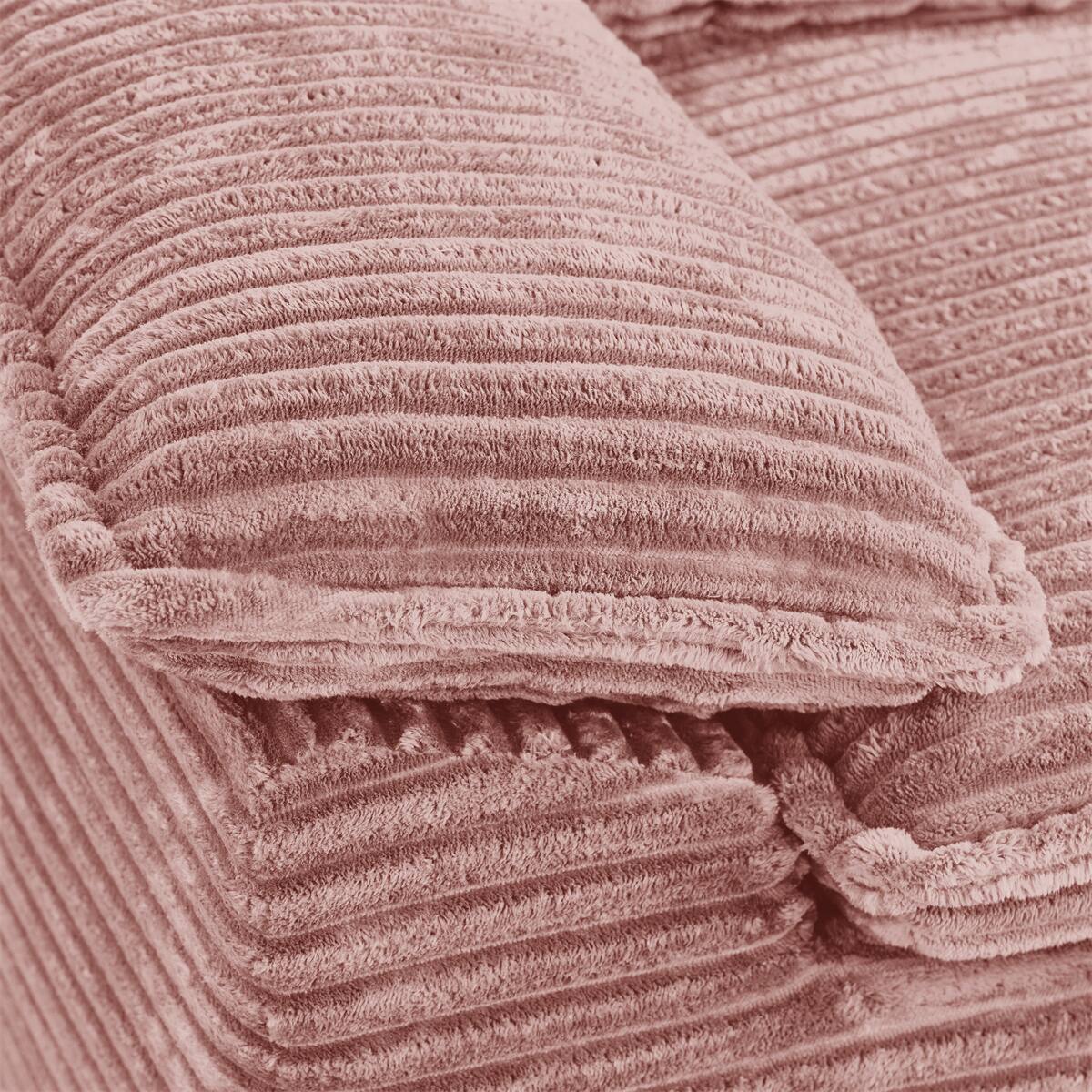 Alt View 1. AENKYO - 81" Sectional Sofa Oversized Corduroy Cloud Couch with Movable Ottoman for Living Room - Pink.