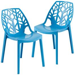 LeisureMod - Cornelia 2-Pieces Stackable Plastic Dining Chair with Non-Slip Floor Protectors and Fully Assembled - Solid Blue