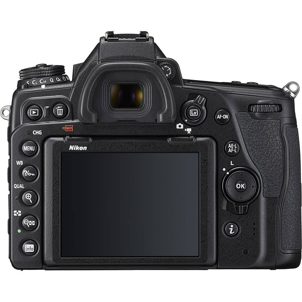 Q, Qc, O, CL, CH, Lv, AF-ON, CHG, FORMAT, MENU, Nikon, AE-L, AF-L, WB, ?, /o, L, QUAL, OK, info