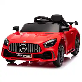 Winado - 12V Ride on Car, Licensed Mercedes Benz AMG GTR Battery Powered Electric Vehicle, w/Parent Remote, Wider Seat, LED Light - Red