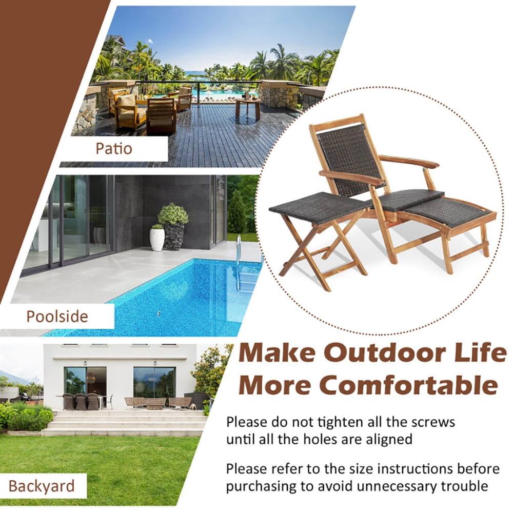 Patio  
Poolside  
Backyard  

Make Outdoor Life More Comfortable  

Please do not tighten all the screws until all the holes are aligned  

Please refer to the size instructions before purchasing to avoid unnecessary trouble