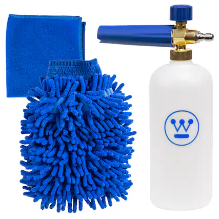 Front. Westinghouse - Auto Pressure Washer Accessory Kit, Auto Foam Cannon with Microfiber Wash Mitt and Auto Detailing Towel - Blue.