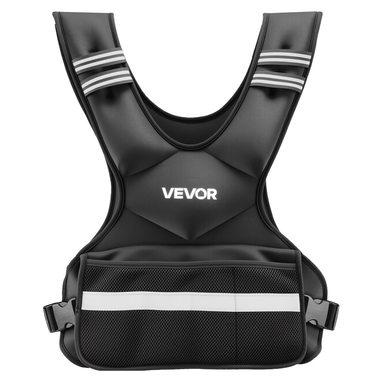 Alt View 5. VEVOR - Adjustable Weighted Vest, 24-40 lbs Comfortable X-Shape Body Weight Vest Set with 8 Weight Packs and Reflective Stripe - Black.