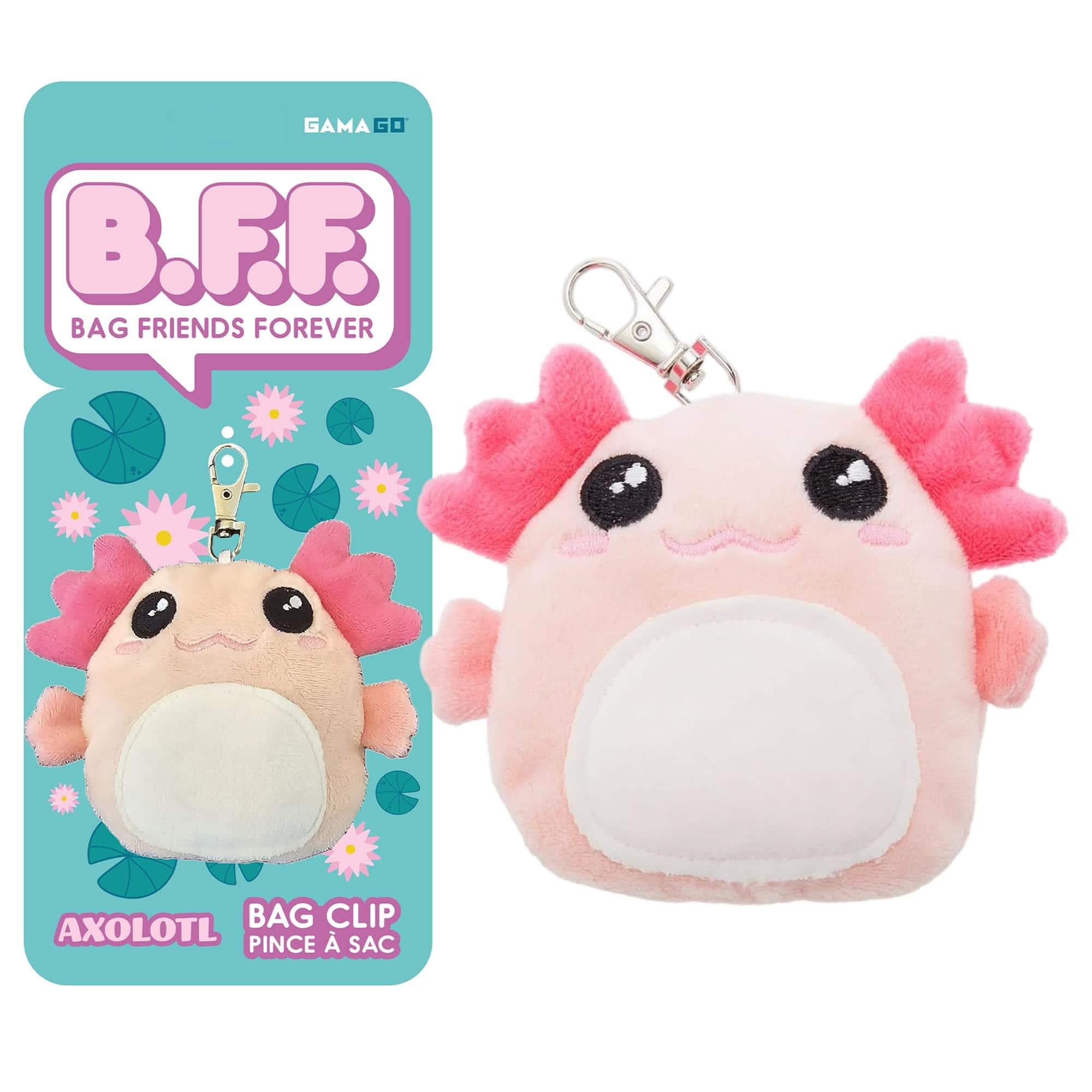 NMR Distribution- GAMAGO BFF Axolotl 4-Inch Plush Bag Clip- Pink