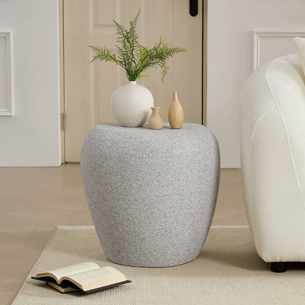 Back. Loheer - Loheer 19.29 Inch Irregular Fiberglass Side Table Beige Faux Rock End Table Waterproof Living Room - Beige.