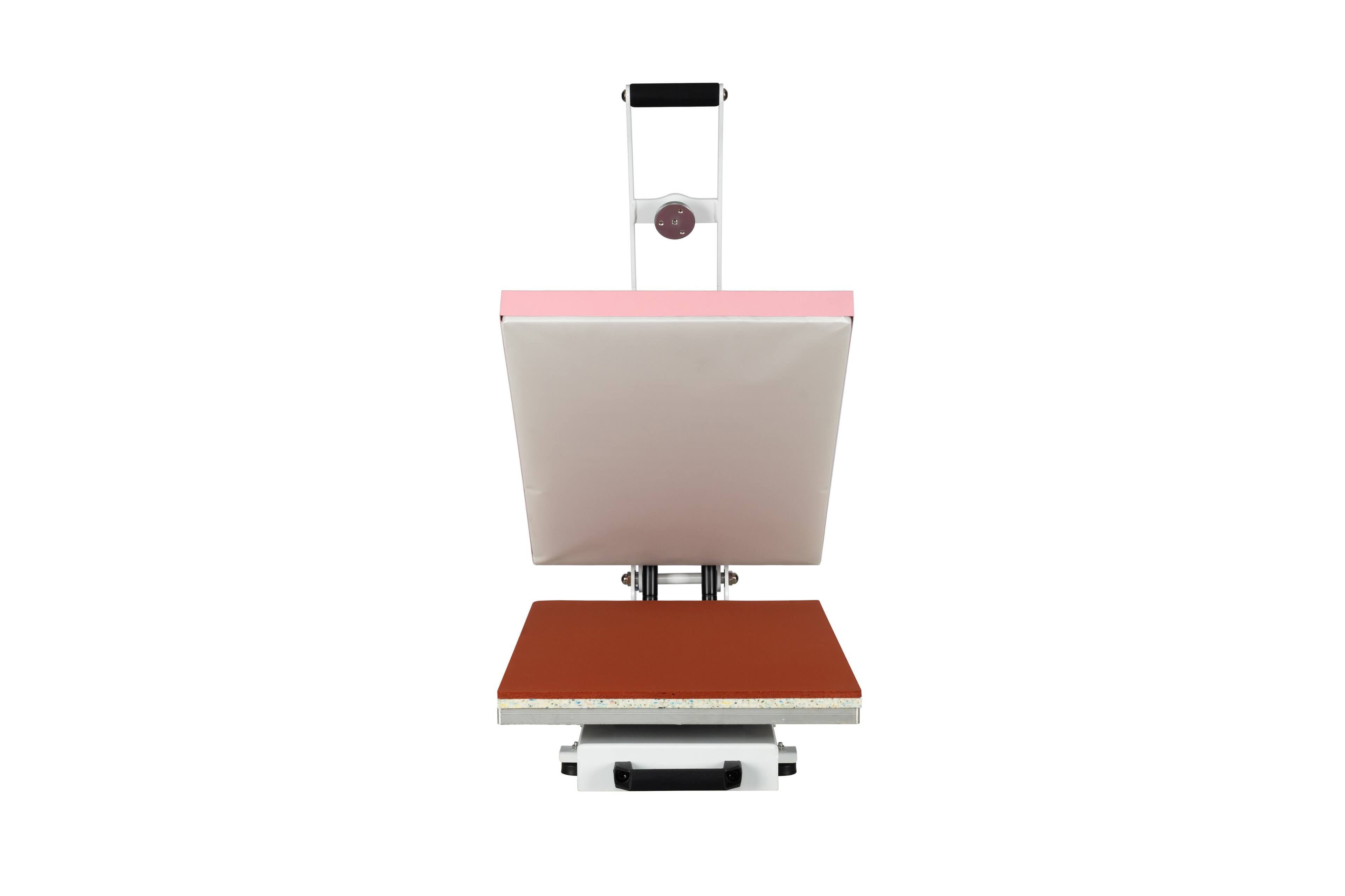 Left. ELEMENT ACE - 16x24 Semi-Automatic Heat Press Machine - Auto Open & Slide-Out Base - Pink+White.