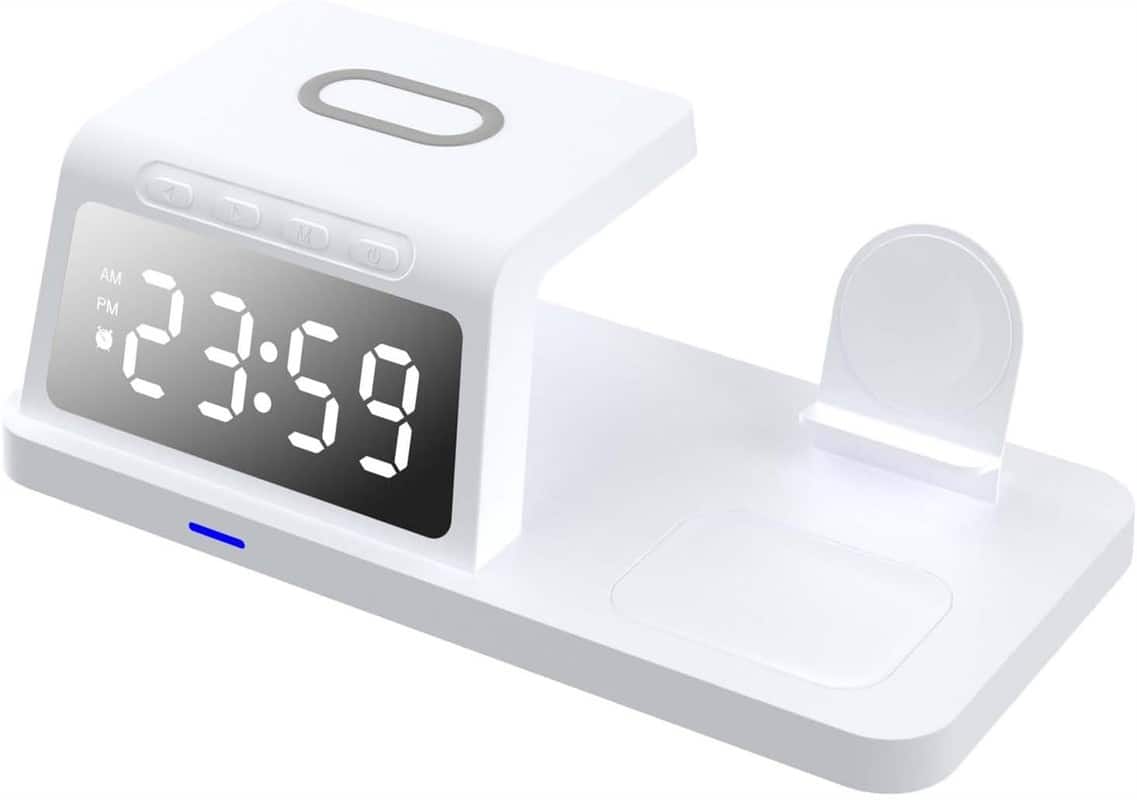 RISOKEYS - 4-in-1 Wireless Charger - 15W Fast Charging Dock for Phone, Earbuds, Watch, and Clock