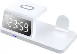 RISOKEYS - 4-in-1 Wireless Charger - 15W Fast Charging Dock for Phone, Earbuds, Watch, and Clock