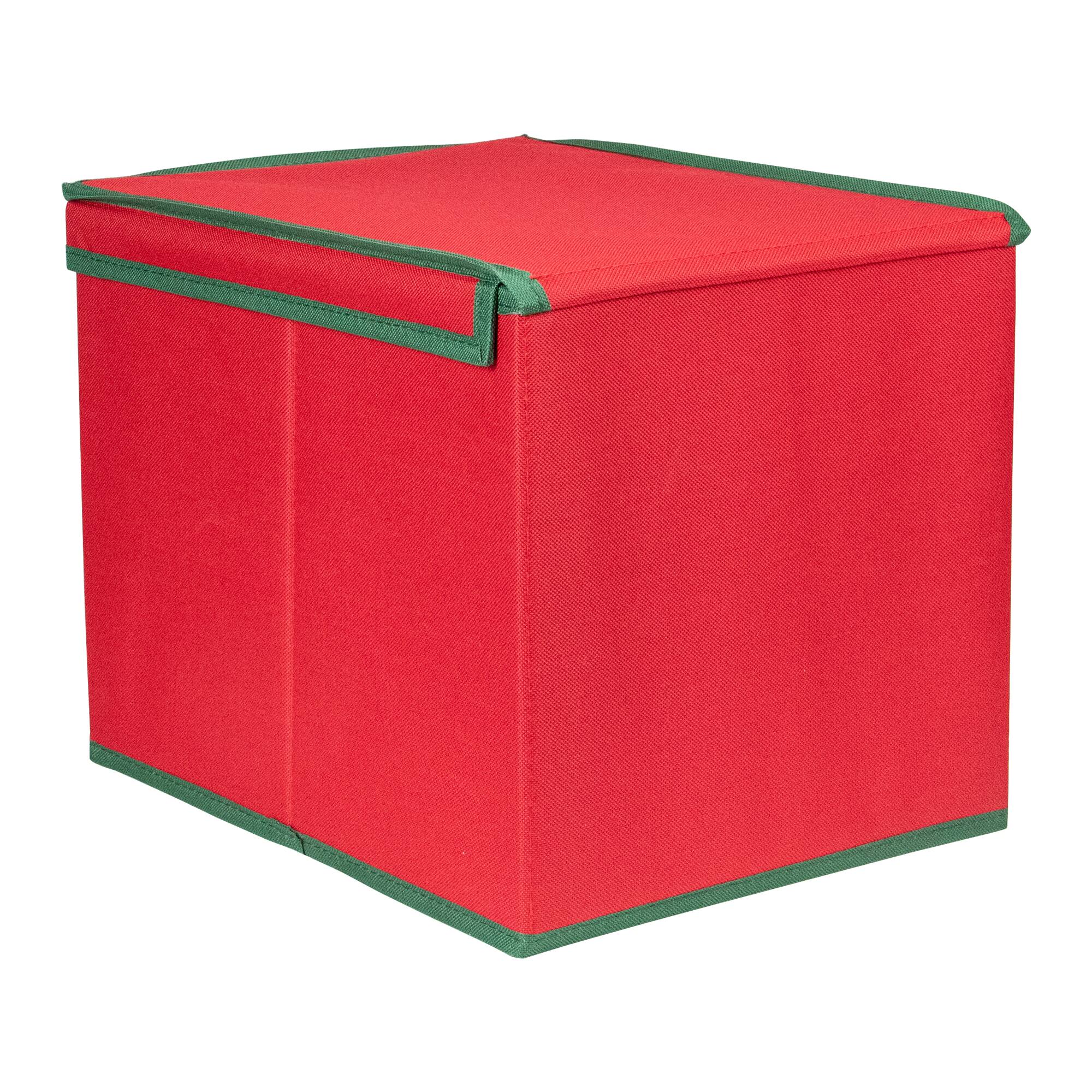 Alt View 3. Northlight - Christmas Ornament Storage Box with Removable Dividers - 13" - Red and Green - Red.