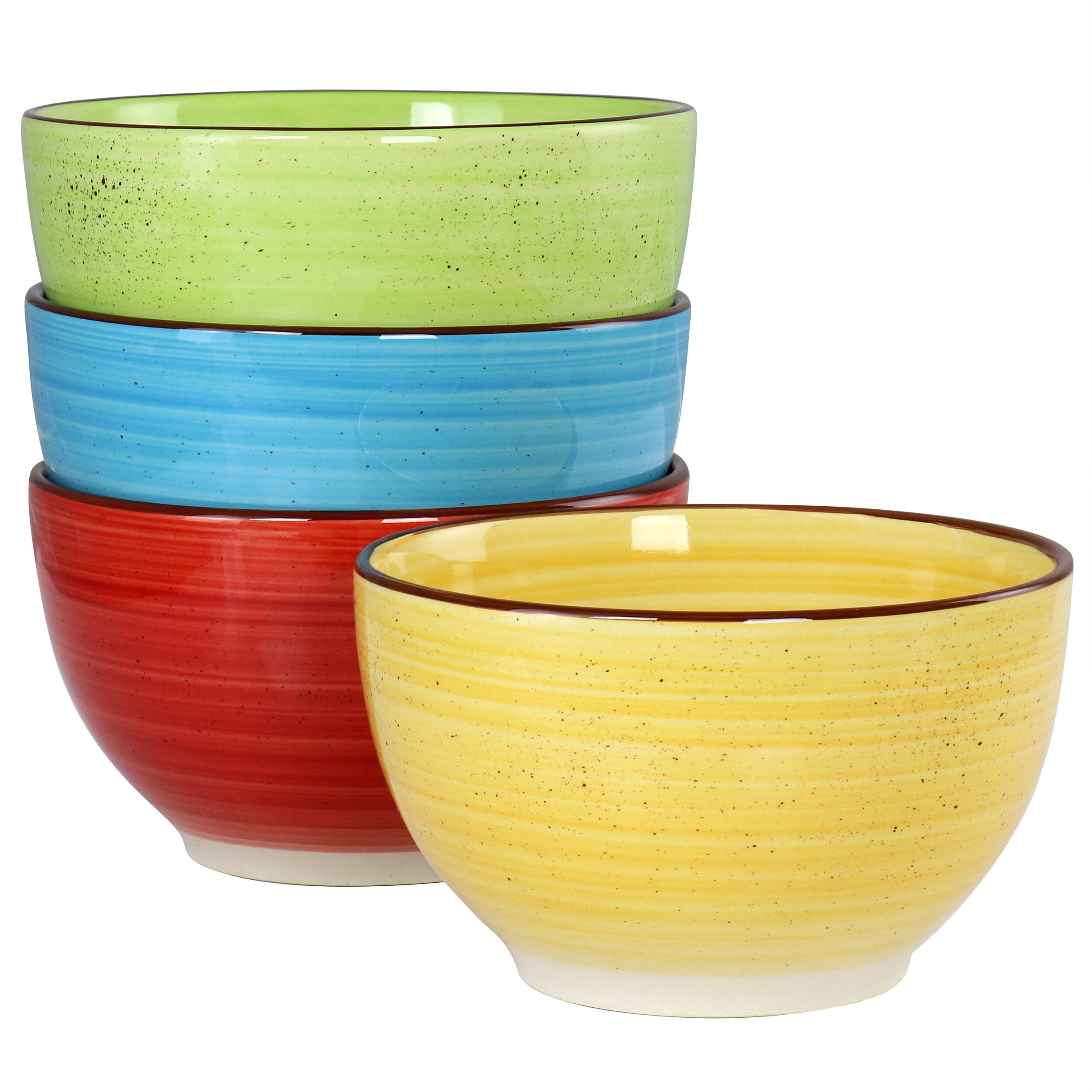Alt View 3. Elama - Elama Mason 12 Piece Double Bowl Stoneware Dinnerware Set in Assorted Colors - Yellow, Turquoise, Lime, Red.