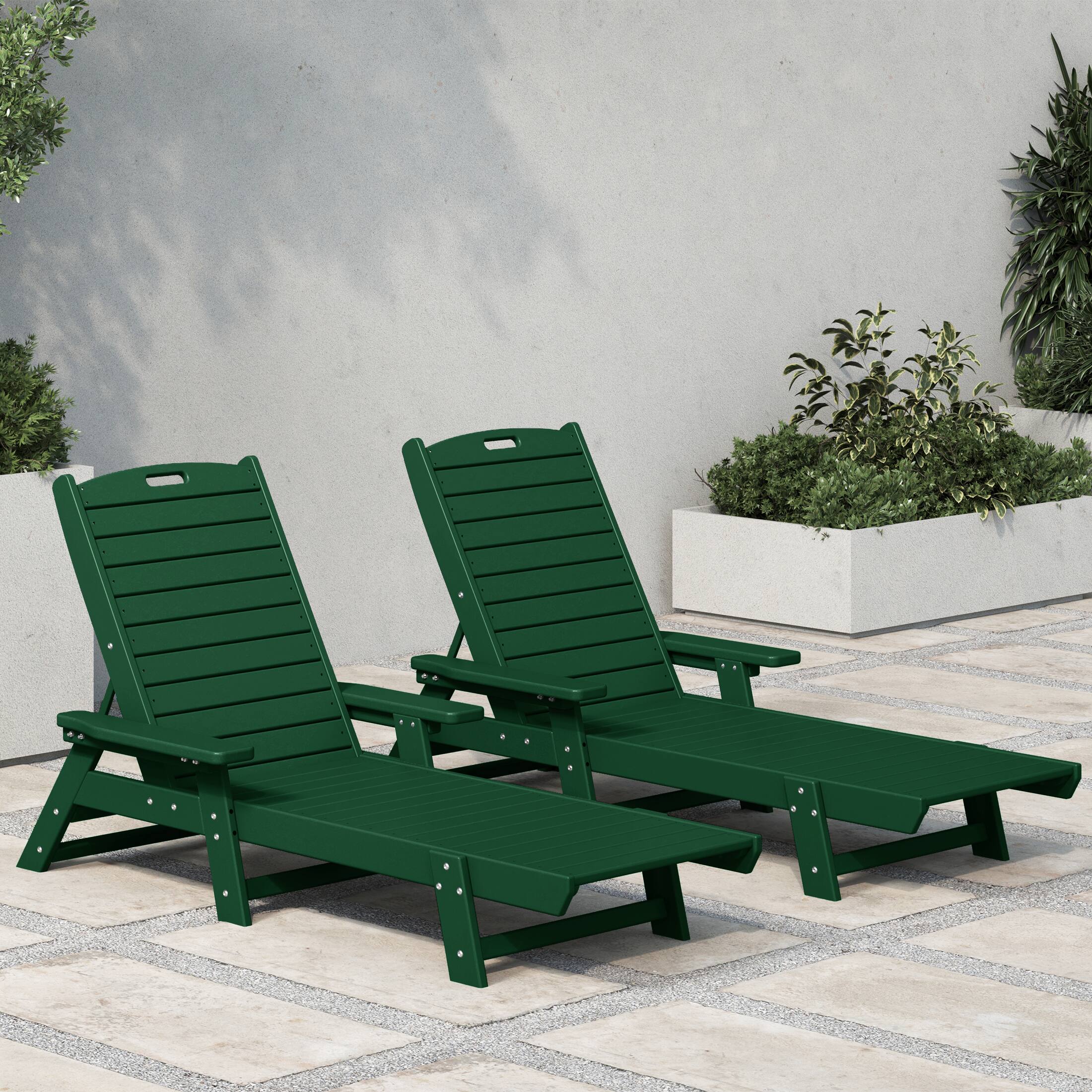 Angle. WestinTrends - WestinTrends Malibu Poly Reclining Chaise Lounge (Set Of 2) - Dark Green.