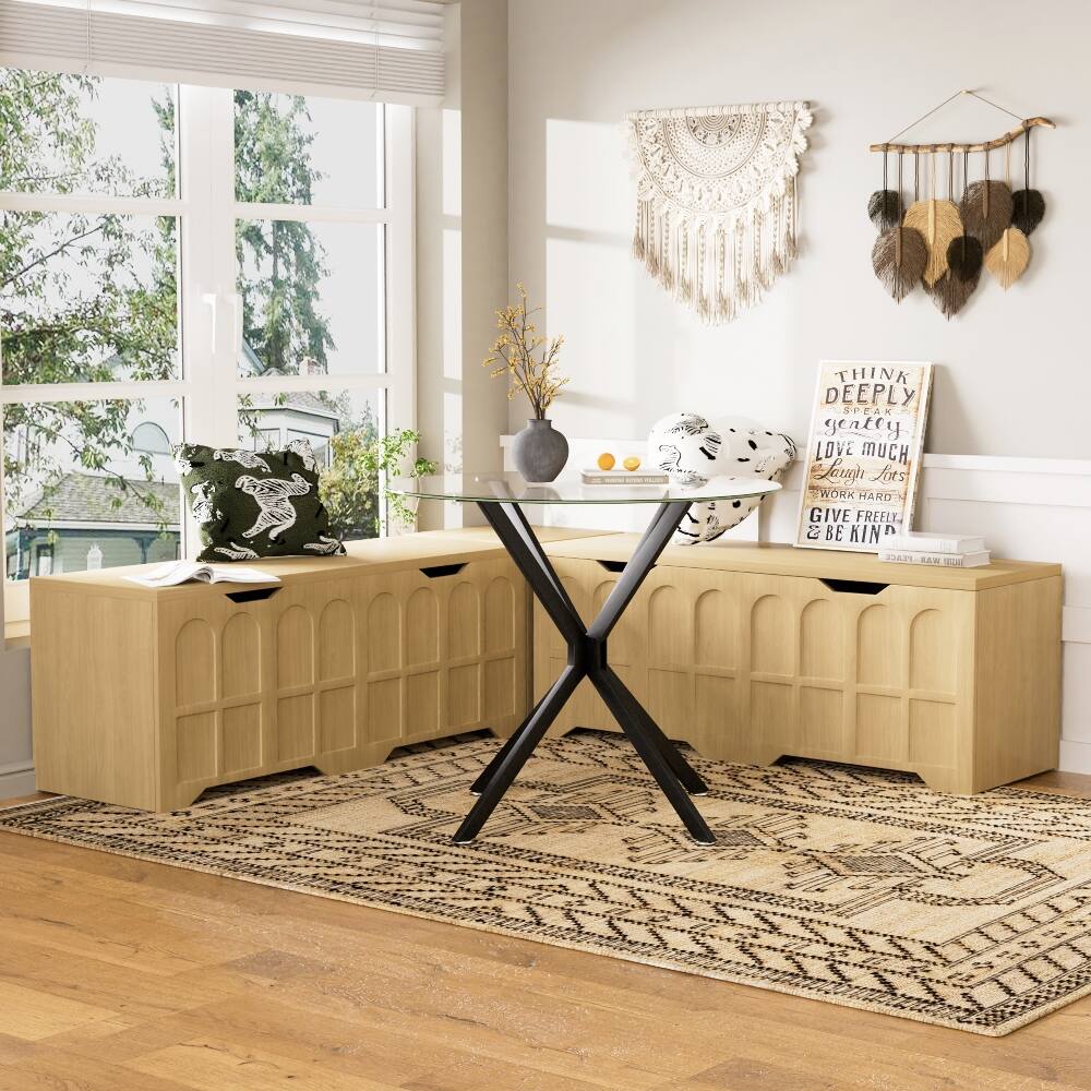 Ropilly L Shaped Storage Bench Padded Shoe Bench Kitchen Corner Stool ...