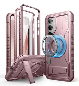 Dexnor - Magnetic Case for Samsung Galaxy S24 Plus Compatible with Magsafe Bumper Rugged Shockproof Full-Body Protective Cover - Peony Pink