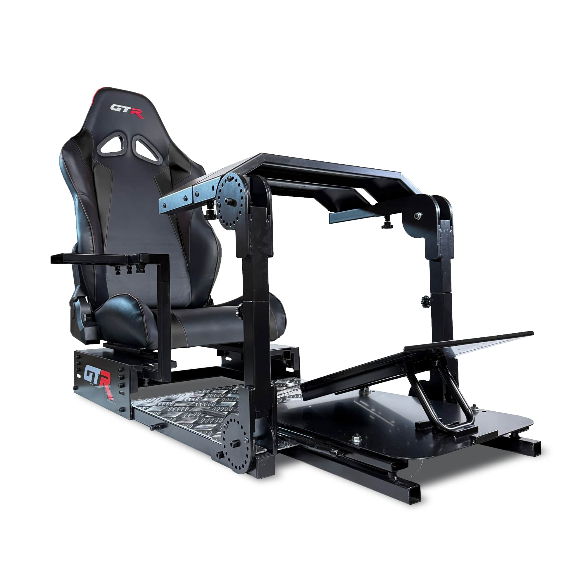 GTR Simulator - GTA Pro Racing Cockpit – Direct-Drive Ready, Fully Adjustable Steel Frame – Frame / Black Seat - Silver