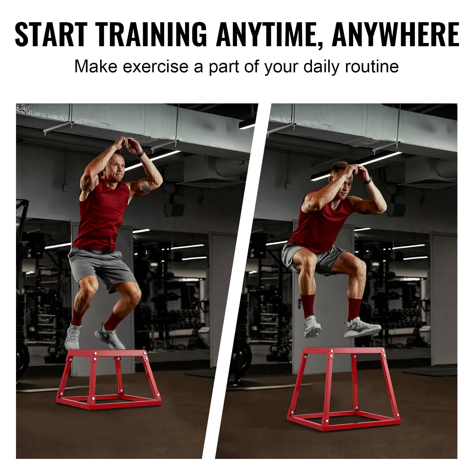 VEVOR Plyometric Jump Box, 18 Inch Plyo Box, Steel Plyometric