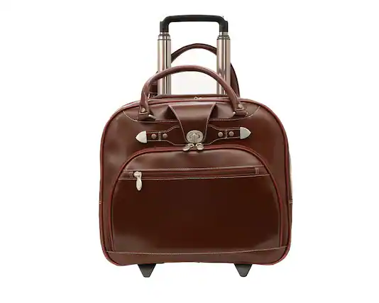 Front. McKleinUSA - 15-inch Leather Wheeled Laptop Briefcase, Tablet Pocket, Organizer, Expandable File, High-Density Laptop Compartment - Red.