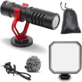 Dazzling Pops - Content Creator Video Kit With Vxr10 Condenser Microphone And Mini Led Light Compact Mic For Cameras - Default
