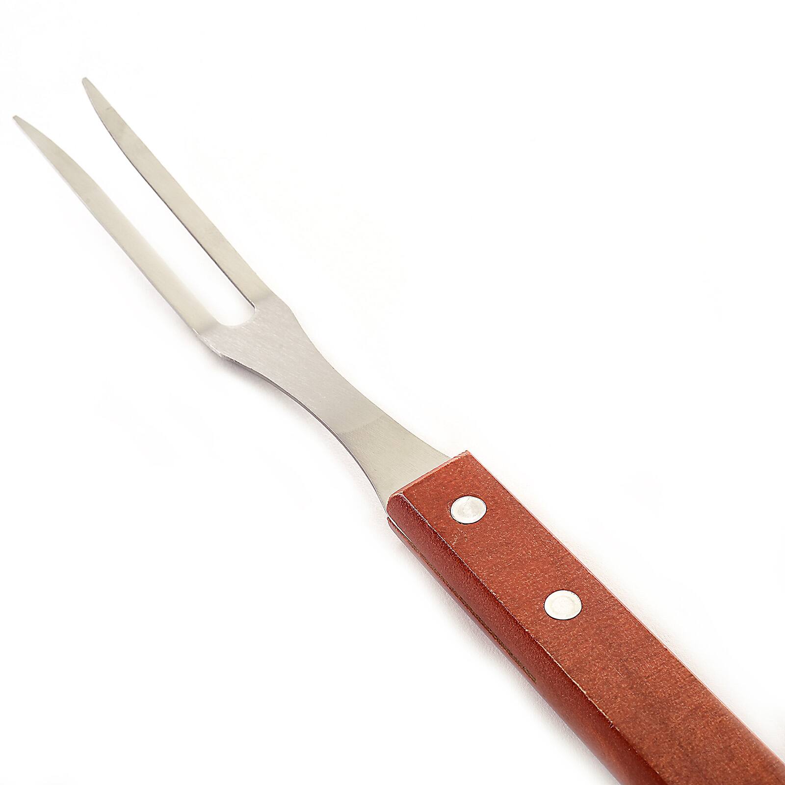 Alt View 1. Norpro - Stainless Steel and Wood 3 Piece BBQ Set with Spatula, Tongs, and Fork - Silver.