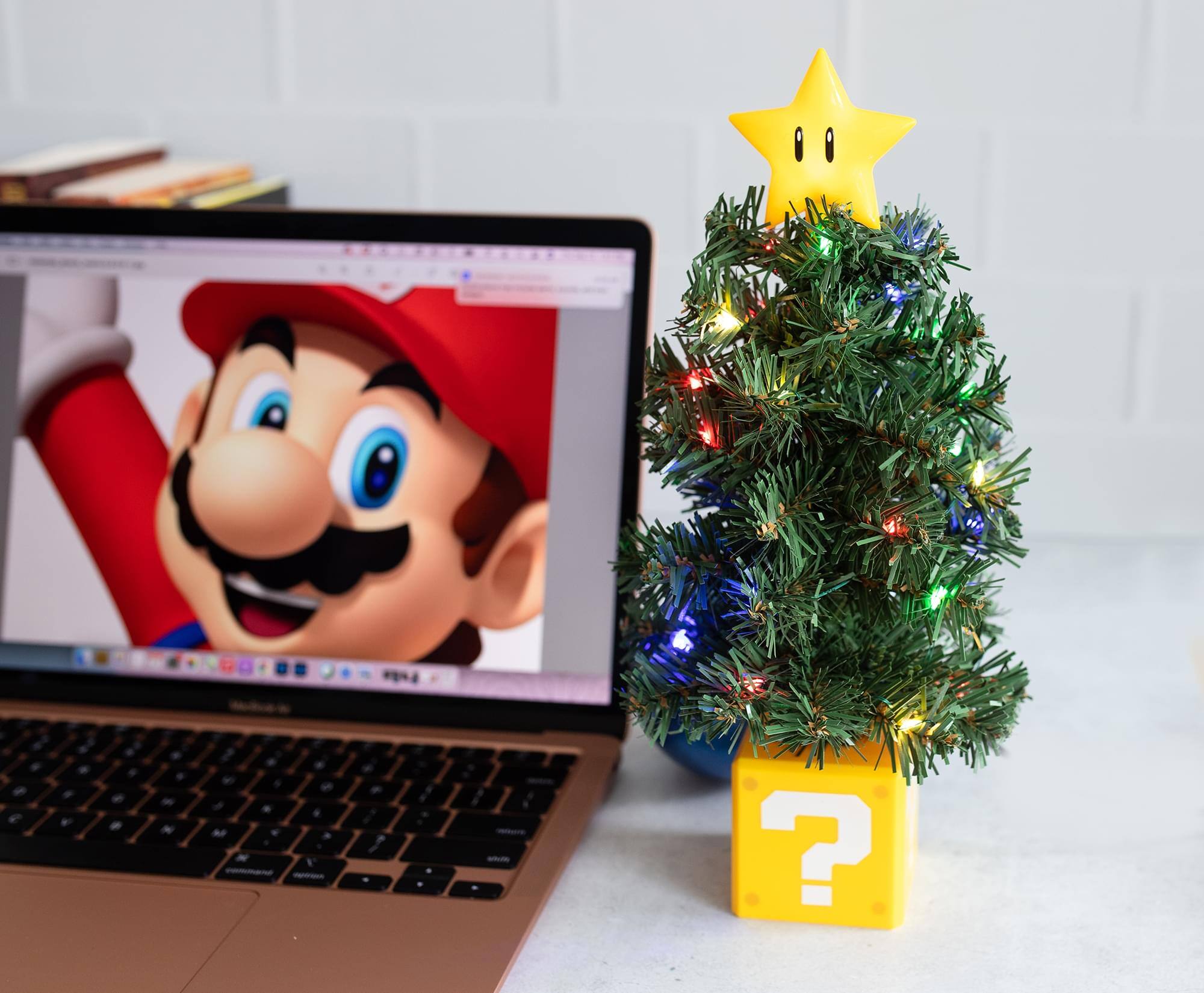 Alt View 4. Halo - Super Mario Bros. Super Star LED USB-Powered Light-Up Desktop Holiday Tree - Yellow.