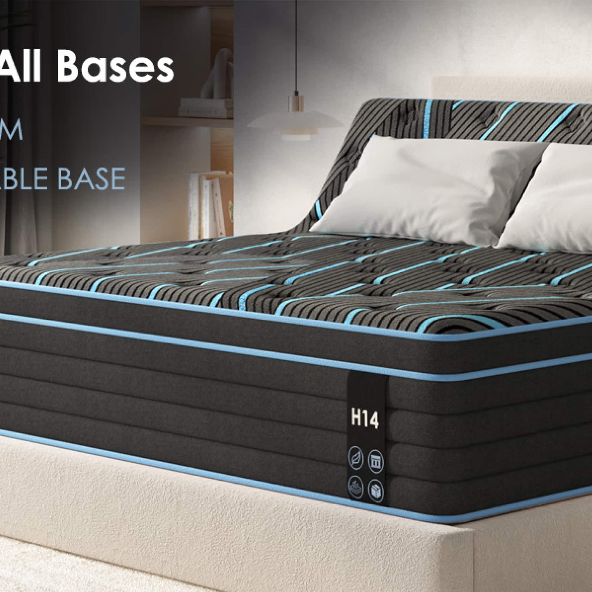 GOODSILO - 10 Inch Twin Size Hybrid Mattress with Pocket Springs and Memory Foam for Supportive and Comfortable Sleep - Black+Blue